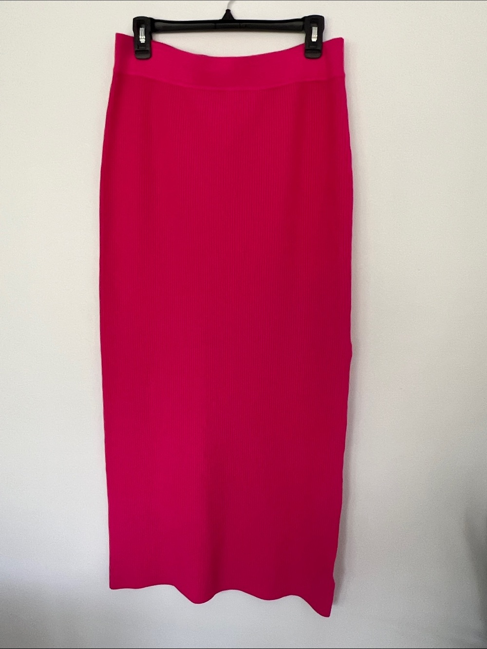 The Drop Bright Pink Ribbed Midi Skirt - Women